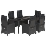 vidaXL Ensemble à manger de jardin coussins 7Pièces Noir Résine tressée