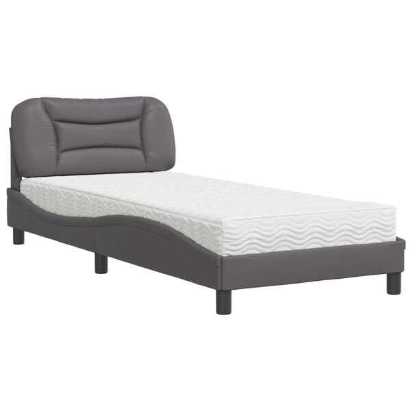 vidaXL Lit avec matelas gris 80x200 cm similicuir
