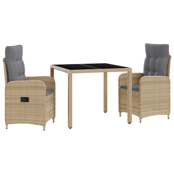 vidaXL Ensemble de repas extérieur 3 Pièces Beige et Gris clair