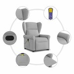 vidaXL Fauteuil de massage inclinable gris nuage tissu