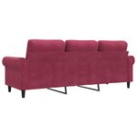 vidaXL Canapé à 3 places Rouge bordeaux 180 cm Velours