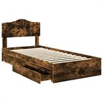 vidaXL Lit de Rangement Chêne fumé 90 x 190 cm Bois d'ingénierie