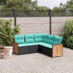 vidaXL Salon de jardin 5 Pièces avec coussins noir résine tressée