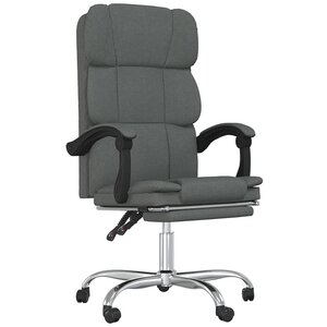 Chaise fauteuil siège pivotante de inclinable de bureau informatique étude foncé tissu gris 02_0024242