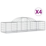vidaXL Paniers à gabions arqués 4 Pièces 200x50x40/60 cm fer galvanisé