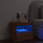 vidaXL Table de chevet avec lumières LED chêne marron 50x40x45 cm