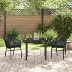 vidaXL Ensemble de salle à manger pour jardin 3 Pièces Noir Poly rotin