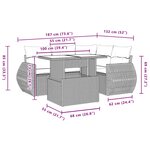 vidaXL Salon de jardin 5 Pièces avec coussins gris clair résine tressée