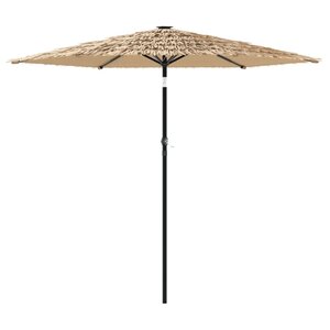 vidaXL Parasol de jardin avec LED et mât en acier marron 223x223x231cm