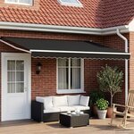 vidaXL Store rétractable manuel avec LEDs Noir et Blanc 4 × 3 m