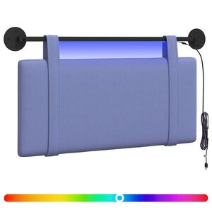 vidaXL Tête de lit suspendue Avec lumière LED Bleu denim Tissu