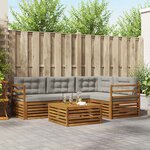 vidaXL Ensemble de canapés d'extérieur 5 Pièces Gris Naturel et Clair