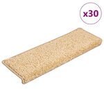 vidaXL Tapis d'escalier 30 pièces 65 x 21 x 4 cm Crème Bord rectangulaire