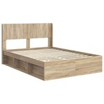 vidaXL Cadre de lit avec rangement et tête de lit Chêne Sonoma