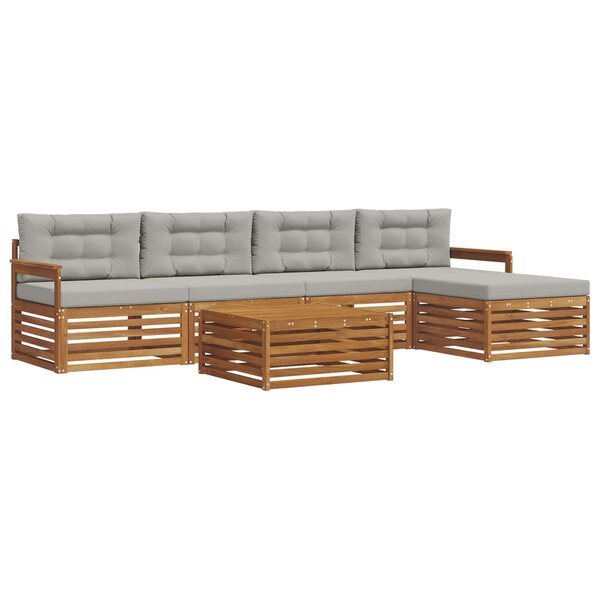 vidaXL Ensemble de canapés d'extérieur 6 Pièces Gris Naturel et Clair
