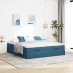 VidaXL Cadre de lit ottoman avec matelas bleu foncé 180x200 cm velours