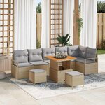 vidaXL Ensemble de canapé de jardin 9 Pièces Beige et Gris clair