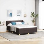 vidaXL Lit à Ressorts avec Matelas Crème 90x200 cm Tissu Marron foncé