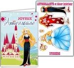 Carte Joyeux Anniversaire Autocollants Princesse Robe Soirée Enveloppe 12x17 5cm