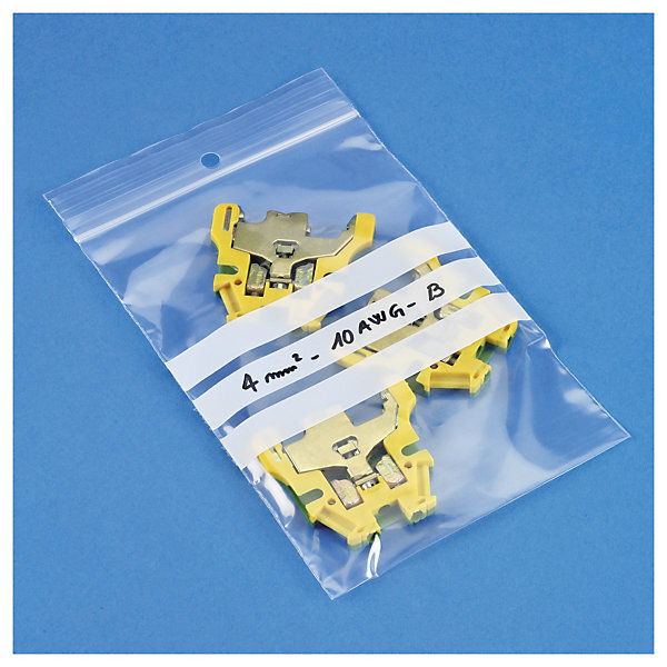 Sachet plastique zip transparent à bandes blanches 60 microns raja 23x32 cm