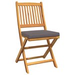 Chaises de jardin pliantes vidaXL avec coussin gris 4Pièces en bois d'acacia massif