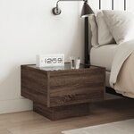 vidaXL Table de chevet avec LED infini chêne marron 40x40x30 cm