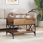 vidaXL Table basse Bois Ancien 70x50x50cm Bois d'ingénierie