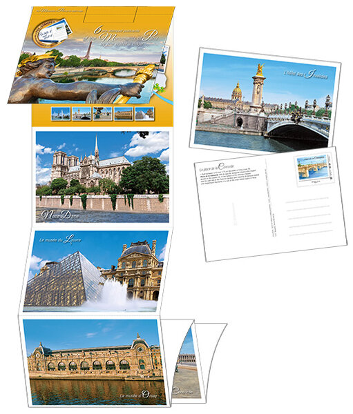 Lot de 6 cartes postales timbrées - Ponts de Paris - Monde