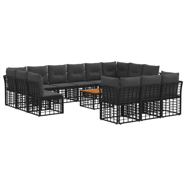 vidaXL Ensemble de canapés d'extérieur 14 pc Noir et Gris foncé