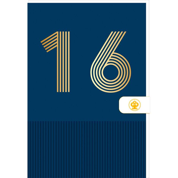 Carte D'anniversaire 16 Ans En Or - Bleu Foncé - A Message - Pour Ados Fille Garçon - 11 5 X 17 Cm - Draeger paris