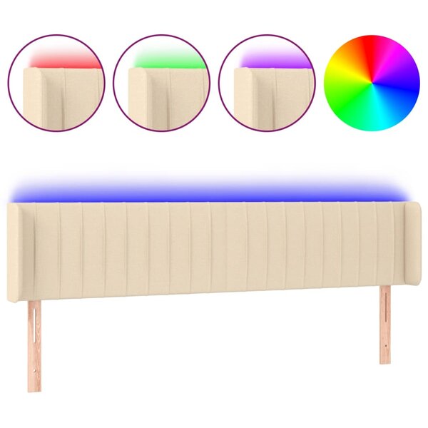 vidaXL Tête de lit à LED Crème 163x16x78/88 cm Tissu