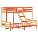vidaXL Lit superposé 90x200/140x200 cm cire marron bois de pin massif