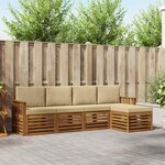vidaXL Ensemble de canapés d'extérieur 5 Pièces Naturel et Beige