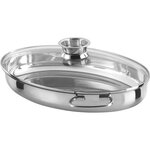 GSW - 411318 - Cocotte - Acier Inoxydable Massif 18/10 - 33 cm - 1 couvercle inox + 1 couvercle en verre avec poignée AROMA