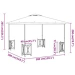 vidaXL Tonnelle avec parois et toit double 3x3 m Crème