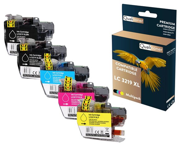 Qualitoner - 5 cartouche compatible pour brother lc3219xl lc 3219 xl noir (x2) + cyan + magenta + jaune (livres)