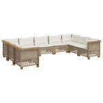 vidaXL Salon de jardin avec coussins 9 Pièces beige résine tressée