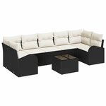vidaXL Ensemble de canapé de jardin 8 Pièces Noir et Crème polyrotin