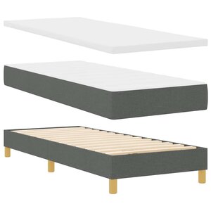 vidaXL Lit à Ressorts avec matelas Gris foncé 80 x 200 cm tissu