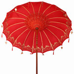vidaXL Parasol balinais 260 Rouge 210-220 cm Coton et bois massif