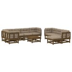 vidaXL Salon de jardin 10 Pièces avec coussins marron miel bois massif