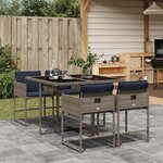 vidaXL Ensemble à manger de jardin 5 Pièces coussins gris résine tressée