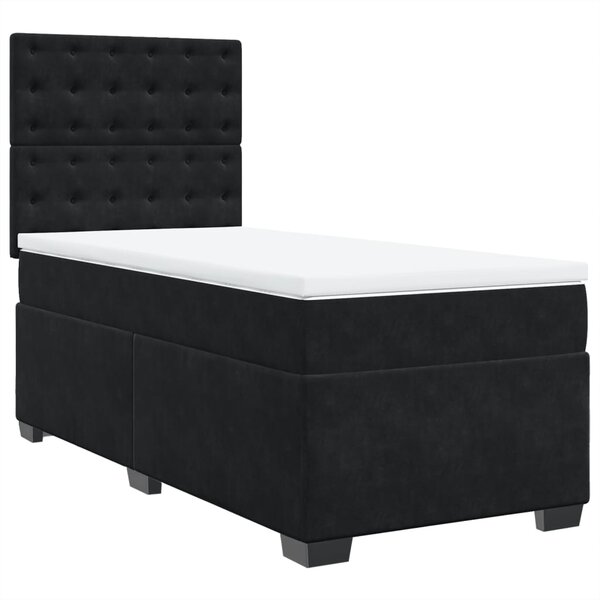 vidaXL Sommier à lattes de lit avec matelas Noir 100x200 cm Velours