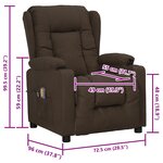 vidaXL Fauteuil de massage Marron foncé Tissu