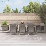 vidaXL Ensemble à manger de jardin 9 Pièces coussins gris résine tressée