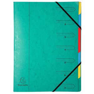 Trieur Agrafé Avec Élastiques 7 Compartiments - Vert - X 12 - Exacompta