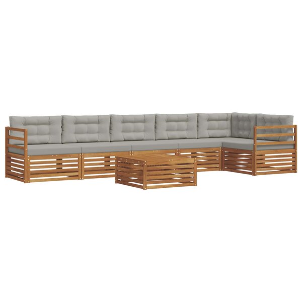 vidaXL Ensemble de canapés d'extérieur 7 pc Gris Naturel et Clair