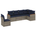 vidaXL Salon de jardin 6 Pièces avec coussins gris résine tressée