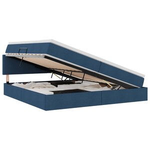 vidaXL Lit avec rangement et LED avec matelas Bleu 200 x 200 cm tissu