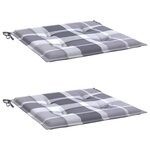 vidaXL Coussins de chaise de jardin lot de 2 carreaux gris 50x50x4 cm